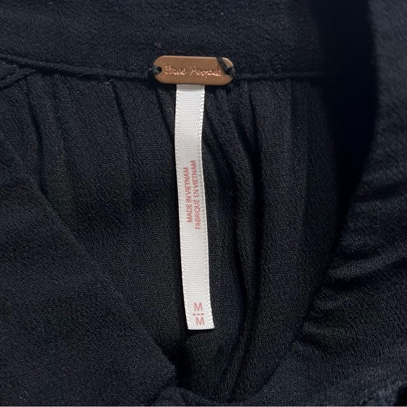 SOLD-Free People Ruffled Crochet Lace Black Draped Relaxed Long Sleeve Top - Picture 12 of 13